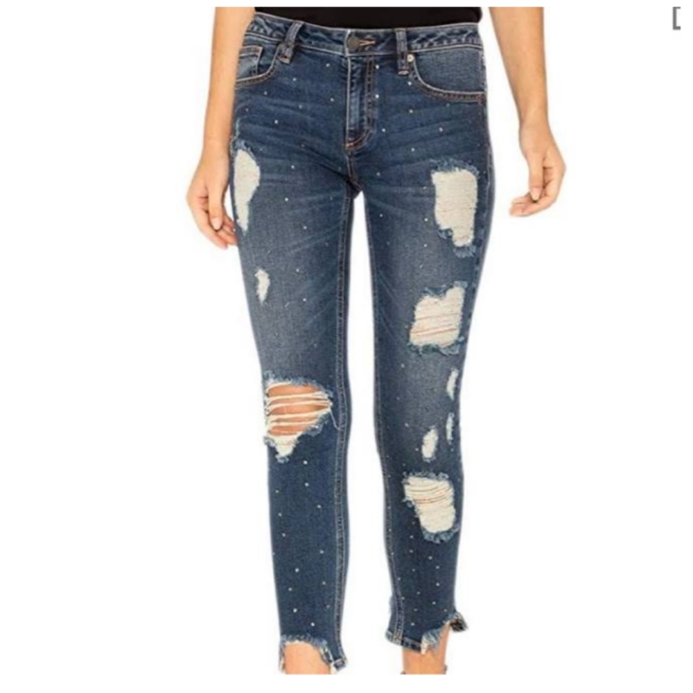 Miss Me Ankle skinny size 26 distress and stud